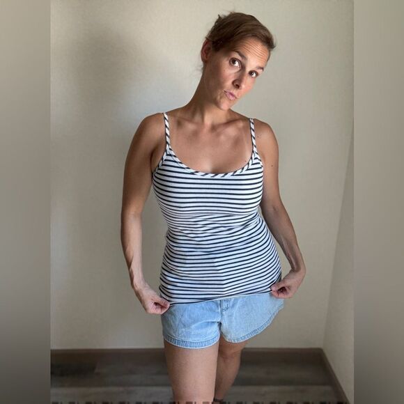 Abercrombie & Fitch Long Tank Navy White Stripe XS Stretchy - Picture 5 of 12